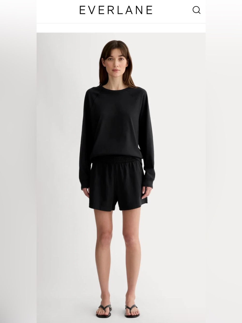 Everlane Black Off-Duty Elastic-Waist Cotton Shorts